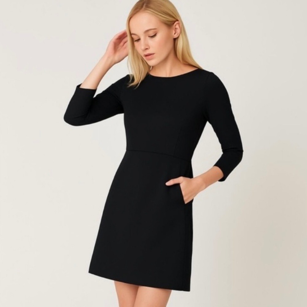 Spanx Perfect Shift Black 3/4 Sleeve Mini Dress Womens Medium